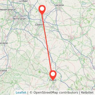 Nuneaton Oxford train map