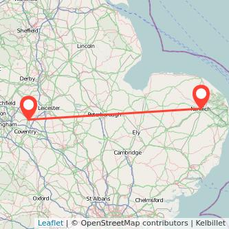 Nuneaton Norwich train map