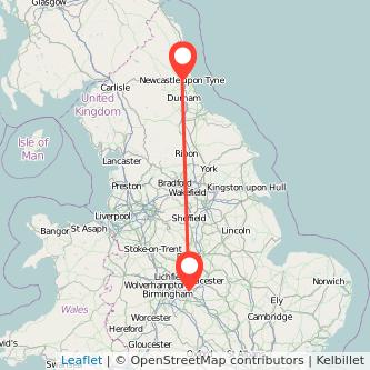 Nuneaton Newcastle upon Tyne train map