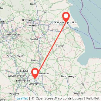 Nuneaton Hull train map