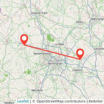 Nuneaton Telford bus map