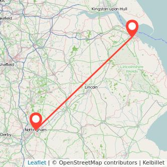 Nottingham Grimsby train map