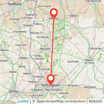 Nottingham Worksop train map