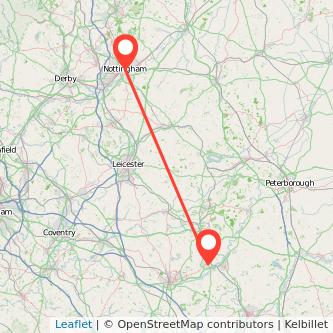 Nottingham Wellingborough train map