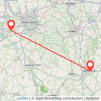 Nottingham Warrington train map