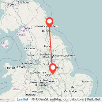 Nottingham Sunderland train map