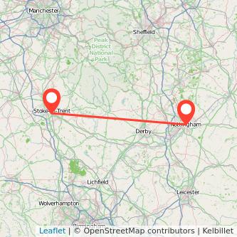 Nottingham Stoke-on-Trent train map