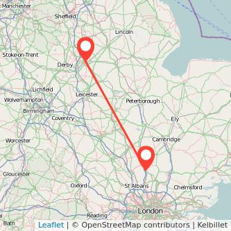 Nottingham Stevenage train map