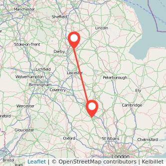 Nottingham Milton Keynes train map