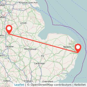 Nottingham Lowestoft train map