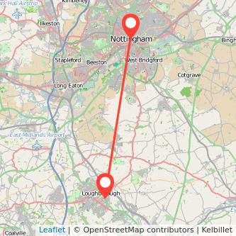 Nottingham Loughborough bus map