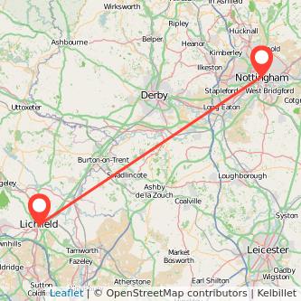 Nottingham Lichfield train map