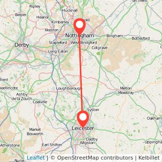 Nottingham Leicester train map