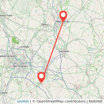 Nottingham Leamington train map