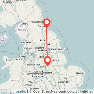 Nottingham Hartlepool bus map