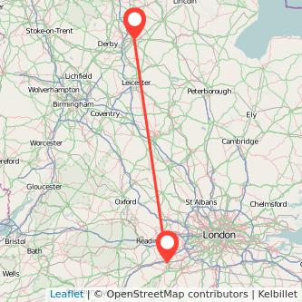 Nottingham Farnborough train map