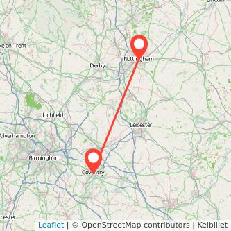 Nottingham Coventry train map