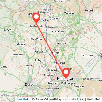 Nottingham Chesterfield bus map