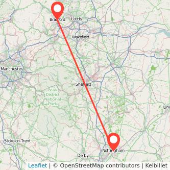 Nottingham Bradford bus map