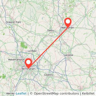 Nottingham Birmingham train map