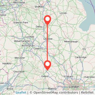 Nottingham Bicester bus map