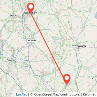 Nottingham Bedford train map