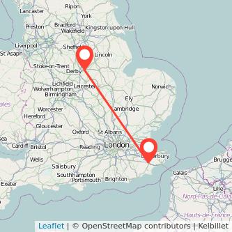 Nottingham Ashford train map