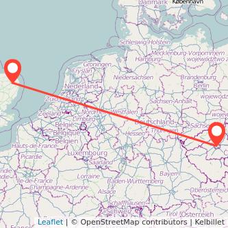 Norwich Prague train map