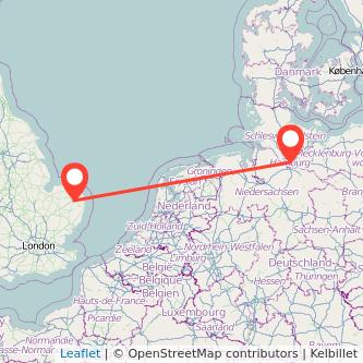 Norwich Hamburg flight map