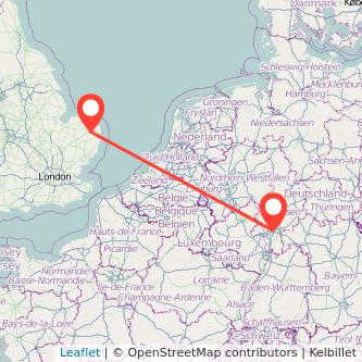 Norwich Frankfurt flight map