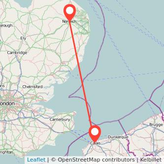 Norwich Calais bus map