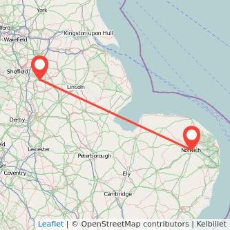 Norwich Worksop train map