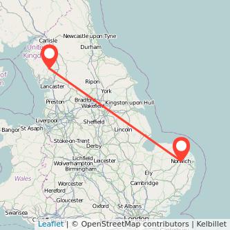 Norwich Windermere train map