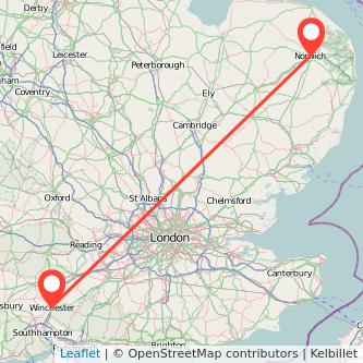 Norwich Winchester train map