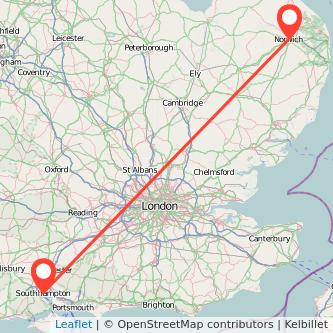 Norwich Southampton train map