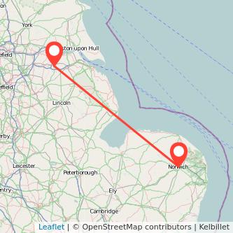 Norwich Scunthorpe train map