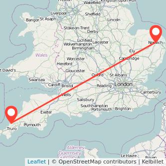 Norwich Newquay train map