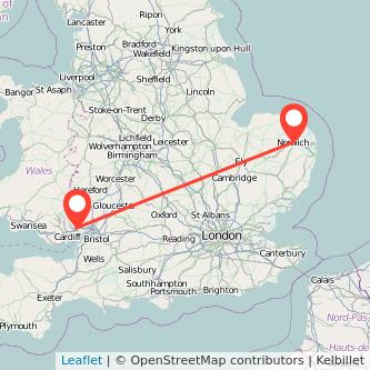 Norwich Newport train map