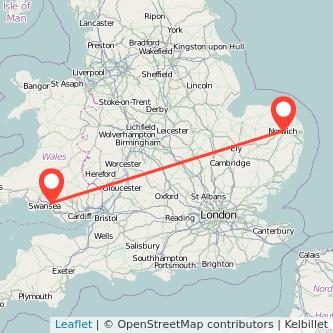 Norwich Neath train map