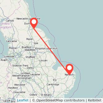 Norwich Middlesbrough train map