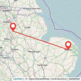 Norwich Mansfield train map