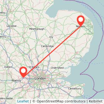 Norwich Maidenhead bus map