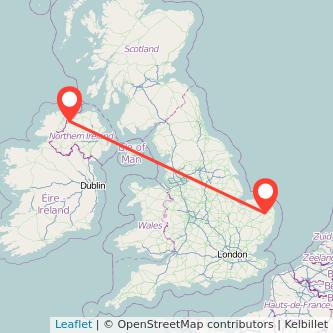 Norwich Derry flight map