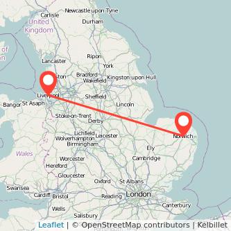 Norwich Liverpool train map