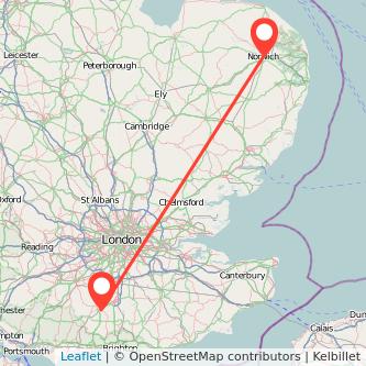 Norwich Horsham bus map