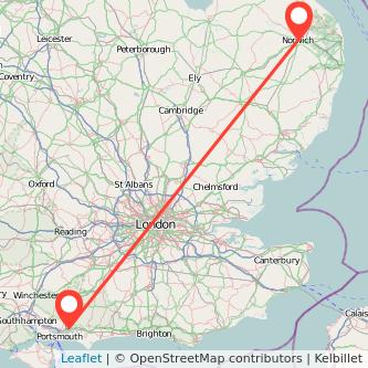 Norwich Havant bus map