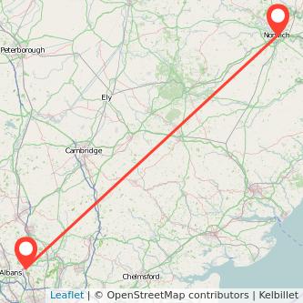 Norwich Hatfield bus map