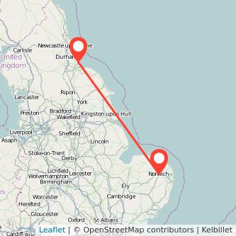 Norwich Hartlepool bus map