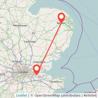 Norwich Gravesend train map