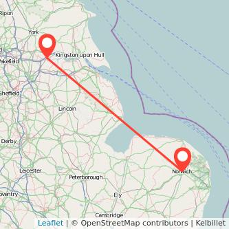 Norwich Goole train map